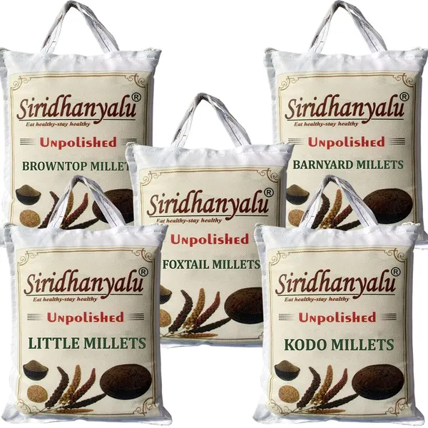Millets_On_Amazon,_Kodo,_Little,_Foxtail,_Barnyard,_Browntop_Millet_Unpolished_And_Organic_920Gm_Each,_5_Positive_Millets_From_Heartland_Of_Karnataka.