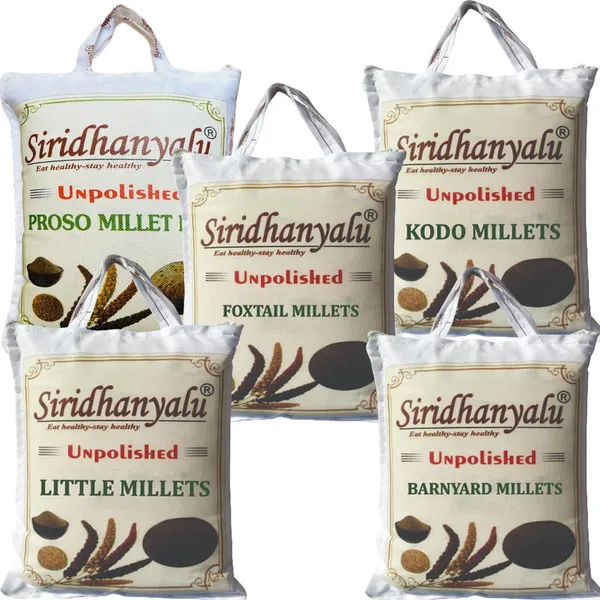 Millets_On_Amazon,_Kodo,_Little,_Foxtail,_Barnyard_And_Proso_Millet_Unpolished_And_Organic_900Gm_Each,_5_Positive_Millets