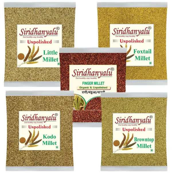 Millets_On_Amazon,_Kodo,_Foxtail,_Browntop,_Finger_Millet_And_Little_Millet_Unpolished_And_Organic_900Gm_Each,_5_Positive_Millets