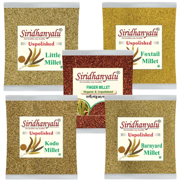 Millets_On_Amazon,_Kodo,_Foxtail,_Barnyard,_Finger_Millet_And_Little_Millet_Unpolished_And_Organic_900Gm_Each,_5_Positive_Millets