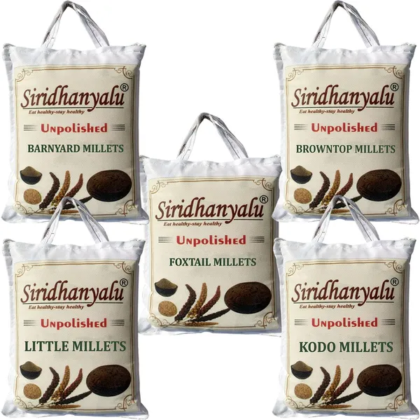 Unpolished_Natural_Millet_5_Types_Of_Organic_Millets_Rice_Little_Kodo_Browntop_Barnyard_&_Foxtail_-_Originally_Grown_From_Organic_Land_Andhra_Pradesh_(Gwt._5000_Gm)