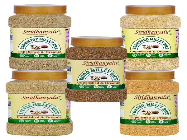 Unpolished_Natural_Millet_6_Types_Of_Organic_Millets_Rice_Little_Kodo_Browntop_Barnyard,Foxtail_&_Proso_(Gwt._3000_Gm)