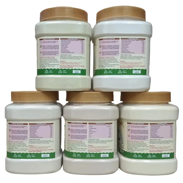 Unpolished_&_Organic_Millet_Flour_Combo_-_Kodo,_Little,_Foxtail,_Browntop,_Barnyard_Millets_Atta_(Powder)_Pack_Of_5_Nwt._(2500)_Gwt._3000_Gm