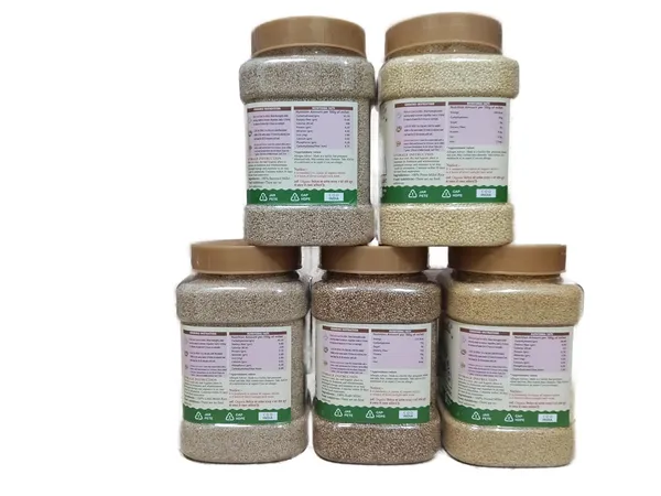 Unpolished_Natural_Millet_5_T_Pes_Of_Organic_Millets_Rice_(Kodo,_Little,_Barnyard,_Foxtail_And_Proso_700Gm_Each)_(Gwt._4000Gm)_New_Tech_Rock-Hard_Vacuumed_Pack
