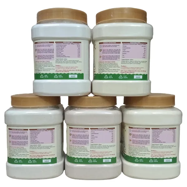 Unpolished_&_Organic_Millet_Flour_Combo_-_Kodo,_Little,_Foxtail,_Proso,_Barnyard_Millets_Atta_(Powder)_Pack_Of_5_Nwt._(2500)_Gwt._3000_Gm