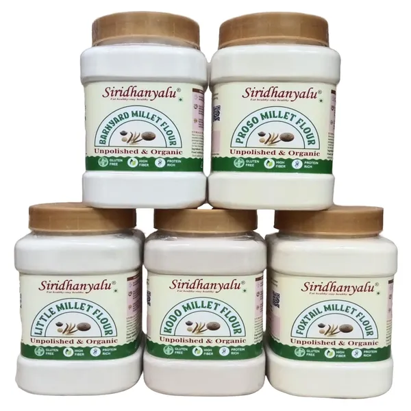 Unpolished_&_Organic_Millet_Flour_Combo_-_Kodo,_Little,_Foxtail,_Proso,_Barnyard_Millets_Atta_(Powder)_Pack_Of_5_Nwt._(2500)_Gwt._3000_Gm
