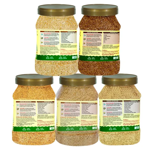 Unpolished_&_Organic_Whole_Grain_Millet_Combo_-_Kodo,_Little,_Foxtail,_Browntop,_Barnyard_Millets_Pack_Of_5_(Nwt._3250Gm)_Gwt._3.5Kg
