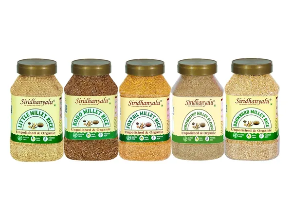 Unpolished_&_Organic_Whole_Grain_Millet_Combo_-_Kodo,_Little,_Foxtail,_Browntop,_Barnyard_Millets_Pack_Of_5_(Nwt._2700Gm)_Gwt._3Kg