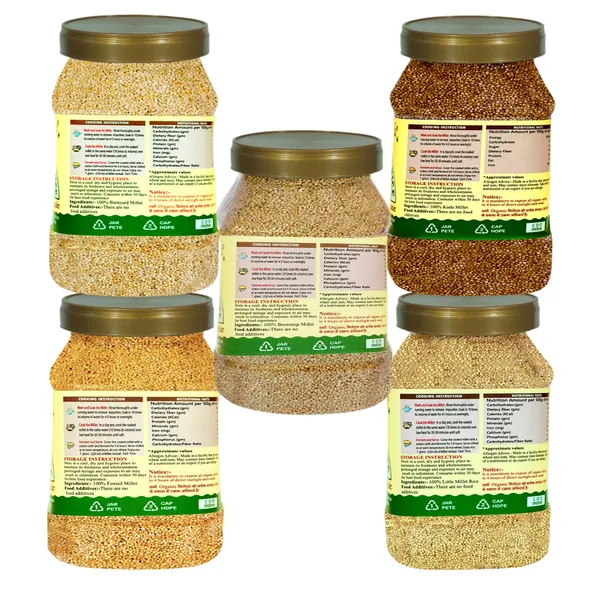 Unpolished_&_Organic_Whole_Grain_Millet_Combo_-_Kodo,_Little,_Foxtail,_Browntop,_Barnyard_Millets_Pack_Of_5_(Nwt._2200Gm)_Gwt._2.5Kg