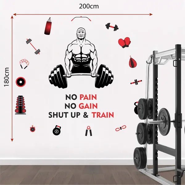 No_Pain_No_Gain_Gym_Motivational_Inspirational_Workout_Fitness_Wall_Sticker