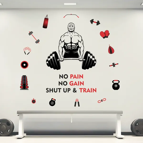 No_Pain_No_Gain_Gym_Motivational_Inspirational_Workout_Fitness_Wall_Sticker