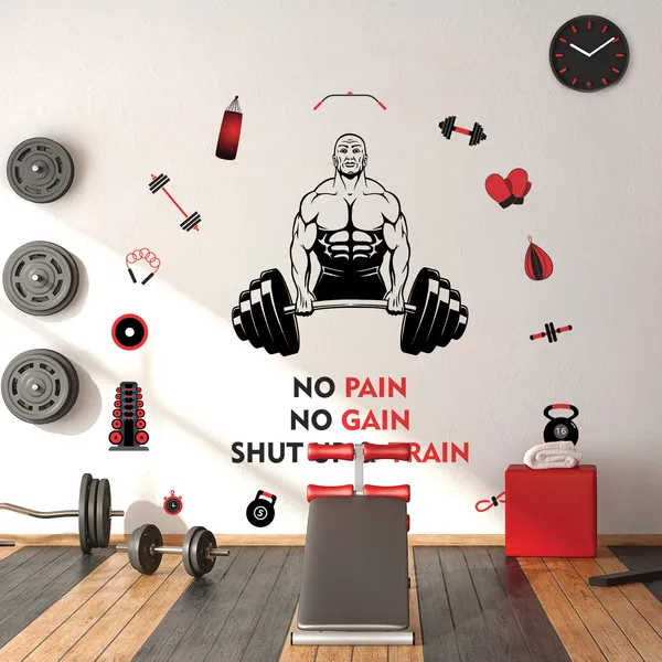 No_Pain_No_Gain_Gym_Motivational_Inspirational_Workout_Fitness_Wall_Sticker