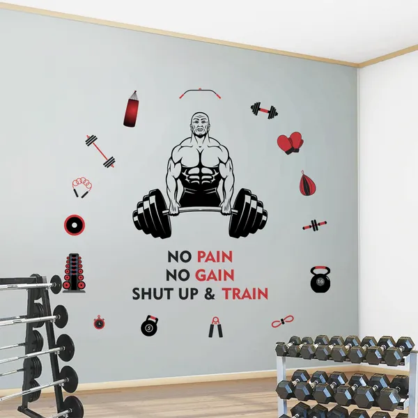 No_Pain_No_Gain_Gym_Motivational_Inspirational_Workout_Fitness_Wall_Sticker