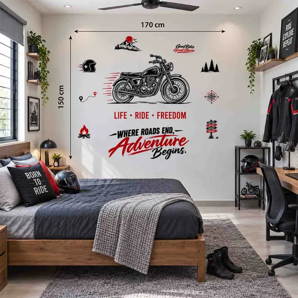 Motorcycle_Wall_Sticker_Life_Ride_Freedom_|_Adventure_Bike_Wall_Decor_for_Cafe_&_Garage|Premium_Large_-_170_cm_X_150_cm