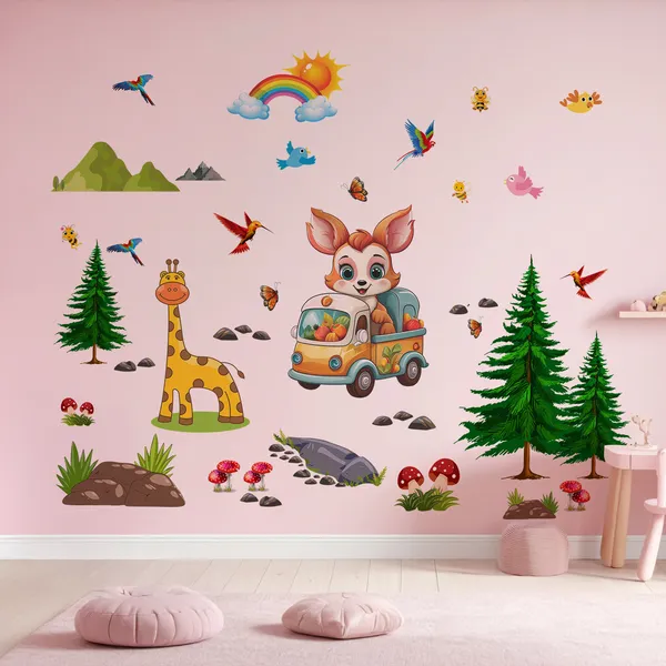 Kids_Forest_Theme_Picnic_Van_Inspired_Cute_Squirrel_Giraffe_Kids_Room_Wall_Sticker