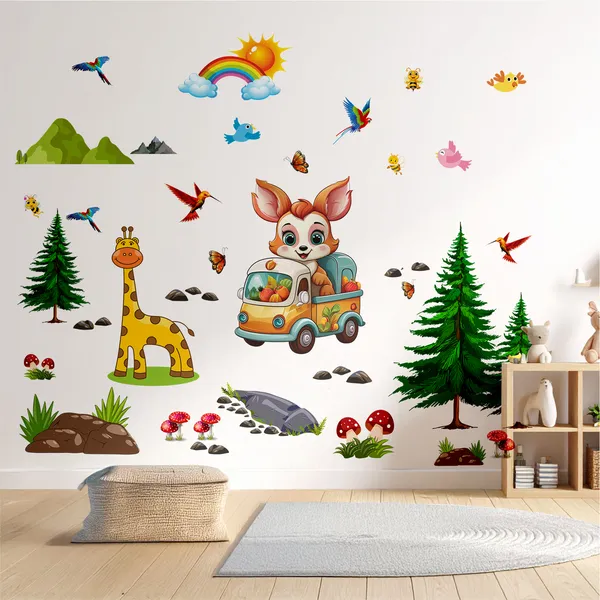 Kids_Forest_Theme_Picnic_Van_Inspired_Cute_Squirrel_Giraffe_Kids_Room_Wall_Sticker