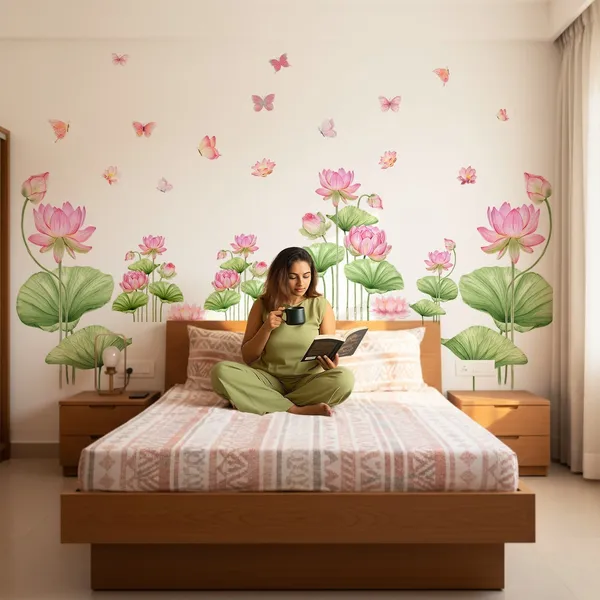 StickMe_Pink_Lotus_&_Butterfly_Wall_Sticker_For_Home_Decor_|_Premium_Extra_Large_-_300_cm_X_198_cm