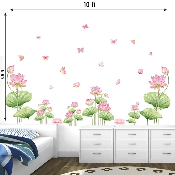 StickMe_Pink_Lotus_&_Butterfly_Wall_Sticker_For_Home_Decor_|_Premium_Extra_Large_-_300_cm_X_198_cm