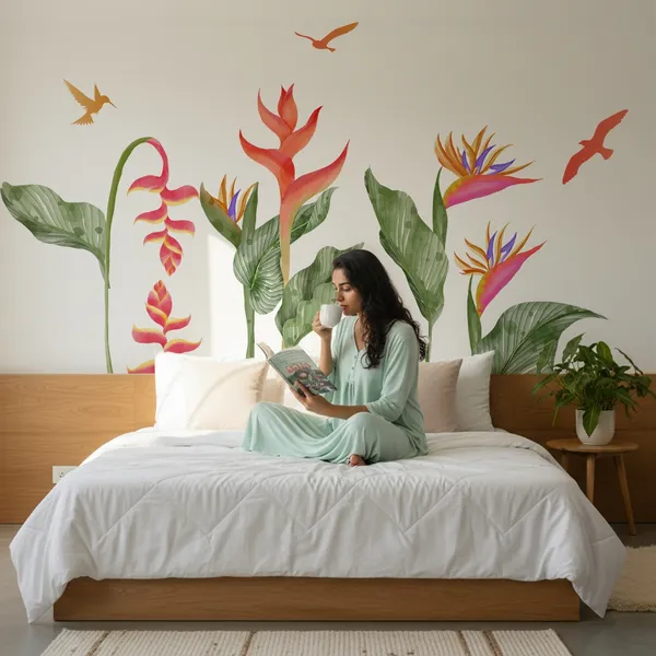 StickMe_Tropical_Flower_Bird_Wall_Decal_|_Opaque_or_Translucent_|_Premium_Extra_Large_-_198_cm_X_150_cm