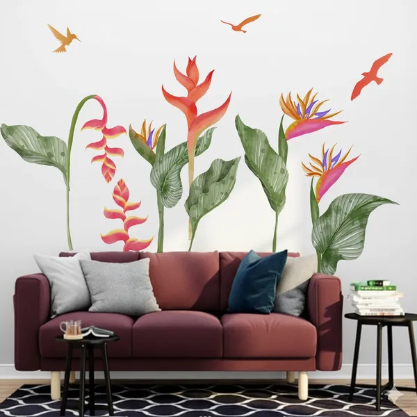 StickMe_Tropical_Flower_Bird_Wall_Decal_|_Opaque_or_Translucent_|_Premium_Extra_Large_-_198_cm_X_150_cm