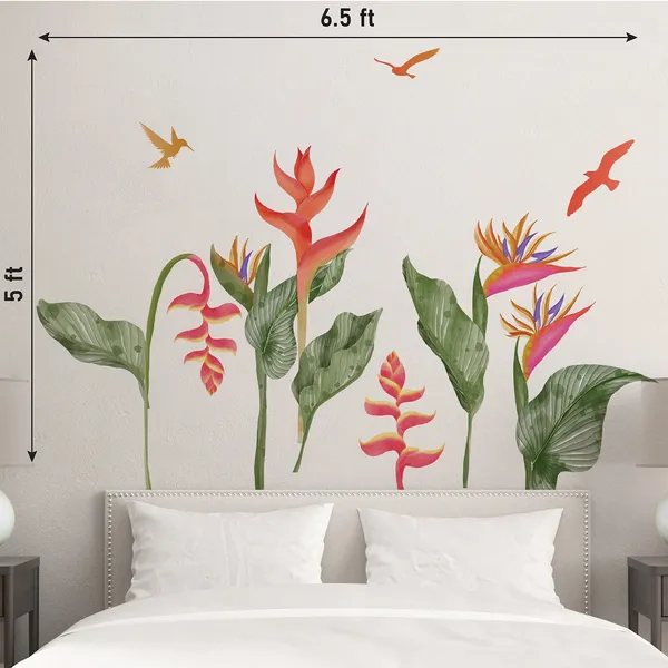 StickMe_Tropical_Flower_Bird_Wall_Decal_|_Opaque_or_Translucent_|_Premium_Extra_Large_-_198_cm_X_150_cm
