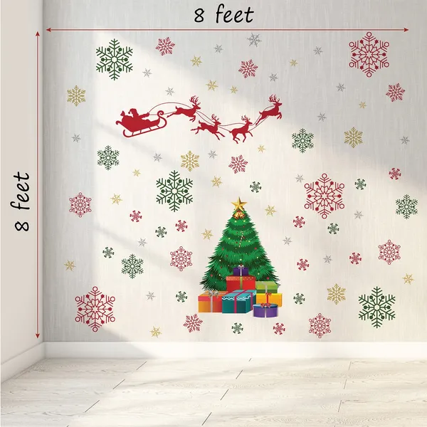 StickMe_Christmas_Wall_Sticker_with_Santa,_Tree_&_Snowflakes_|_Pattern_Kids_Festive_D�cor_Wall_Sticker_Decal_|_Premium_Extra_Large_-_240_cm_X_240_cm