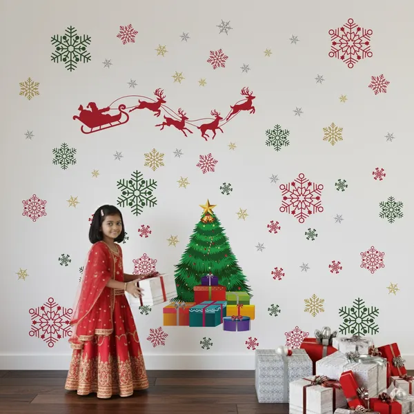 StickMe_Christmas_Wall_Sticker_with_Santa,_Tree_&_Snowflakes_|_Pattern_Kids_Festive_D�cor_Wall_Sticker_Decal_|_Premium_Extra_Large_-_240_cm_X_240_cm