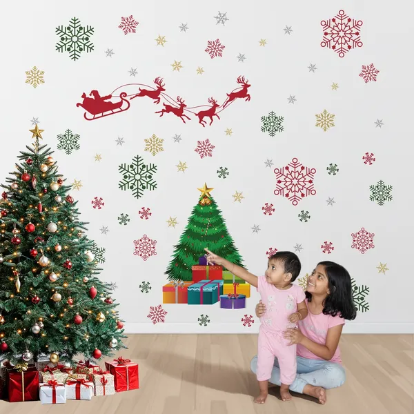 StickMe_Christmas_Wall_Sticker_with_Santa,_Tree_&_Snowflakes_|_Pattern_Kids_Festive_D�cor_Wall_Sticker_Decal_|_Premium_Extra_Large_-_240_cm_X_240_cm