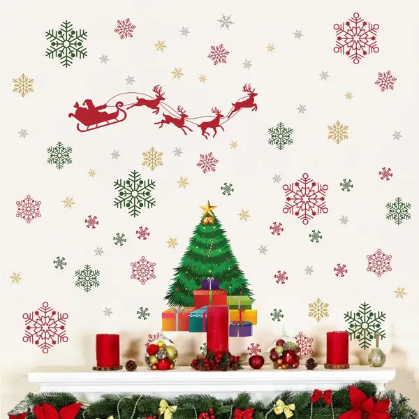 StickMe_Christmas_Wall_Sticker_with_Santa,_Tree_&_Snowflakes_|_Pattern_Kids_Festive_D�cor_Wall_Sticker_Decal_|_Premium_Extra_Large_-_240_cm_X_240_cm