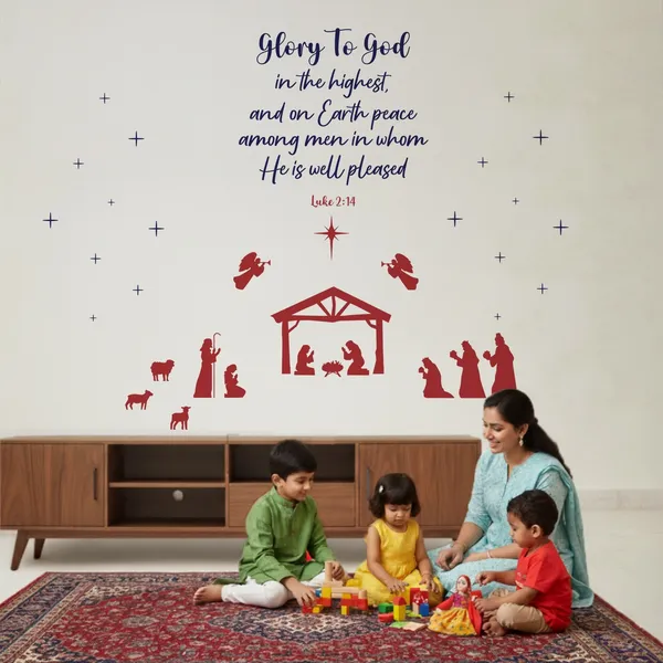 StickMe_Glory_to_God_�_Christmas_�_X�mas_Wall_Decor_Sticker_for_Home_and_Office_Decals_|_Premium_Large_-_160_cm_X_150_cm