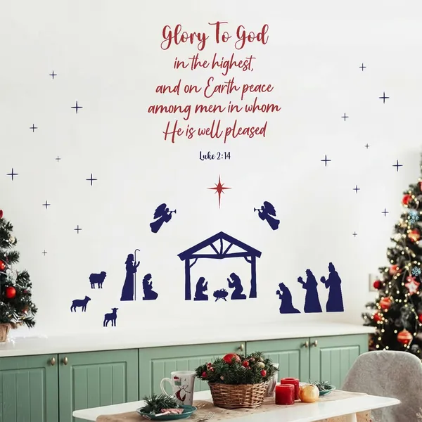 StickMe_Glory_to_God_�_Christmas_�_X�mas_Wall_Decor_Sticker_for_Home_and_Office_Decals_|_Premium_Large_-_160_cm_X_150_cm