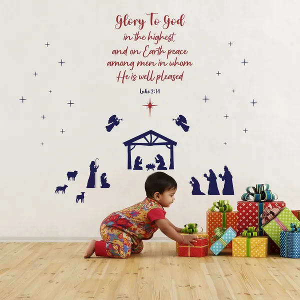 StickMe_Glory_to_God_�_Christmas_�_X�mas_Wall_Decor_Sticker_for_Home_and_Office_Decals_|_Premium_Large_-_160_cm_X_150_cm