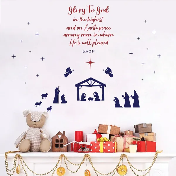 StickMe_Glory_to_God_�_Christmas_�_X�mas_Wall_Decor_Sticker_for_Home_and_Office_Decals_|_Premium_Large_-_160_cm_X_150_cm