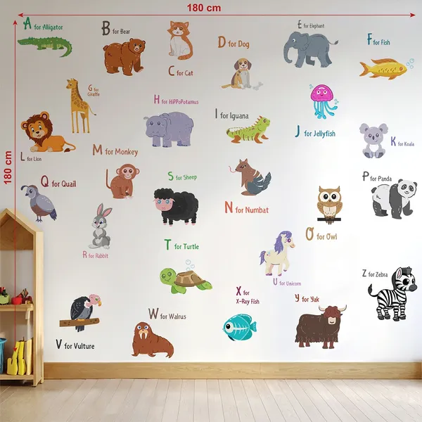 StickMe_Kids_Alphabet_Animal_Wall_Sticker_Colorful_ABC_Learning_Wall_Decor_for_Bedroom_Nursery_|_Premium_Large_-_180_cm_X_180_cm