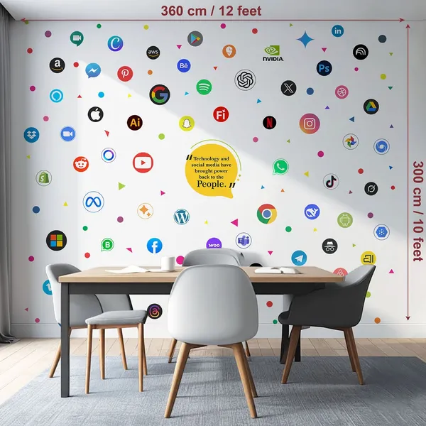 StickMe_Technology_&_Social_Media_Icons_Wall_Stickers_for_Office_|_Startup_Workspace_Wall_Decals_|_Modern_Tech_Logo_Wall_Decor_|_Premium_Extra_Large_-_360_cm_X_300_cm