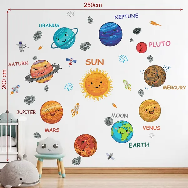 StickMe_Tiny_Astronaut�s_Galaxy_Adventure_Kids_Space_Learn_&_Play_Solar_System_Wall_Stickers_|_Premium_Extra_Large_-_200_cm_X_250_cm