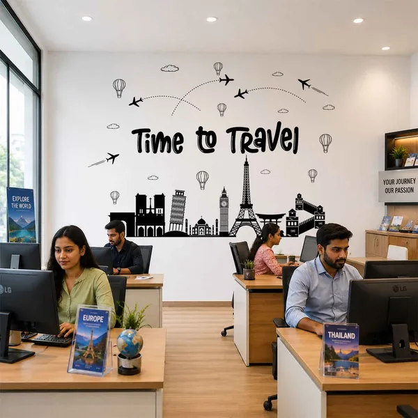 Time_to_Travel_World_Landmark_Wall_Sticker_|_Travel_Theme_Wall_Decor_for_Office_&_Home|Premium_Extra_Large_-_220_cm_X_175_cm