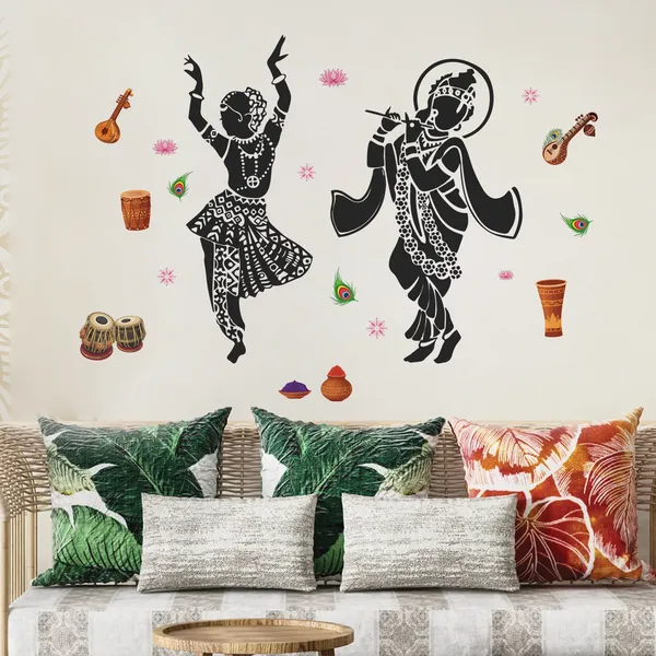 Radhe_Krishna_With_Flute_Sacred_Colorful_Pooja_Room_Wall_Sticker