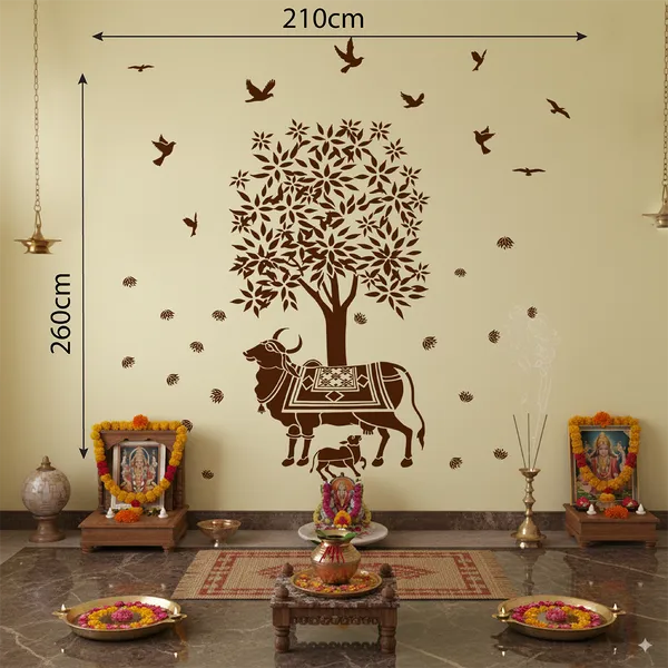 Kamadhenu_Sacred_Religion_Wall_Sticker_Creative_Cow_And_Calf_Home_Wall_Decor
