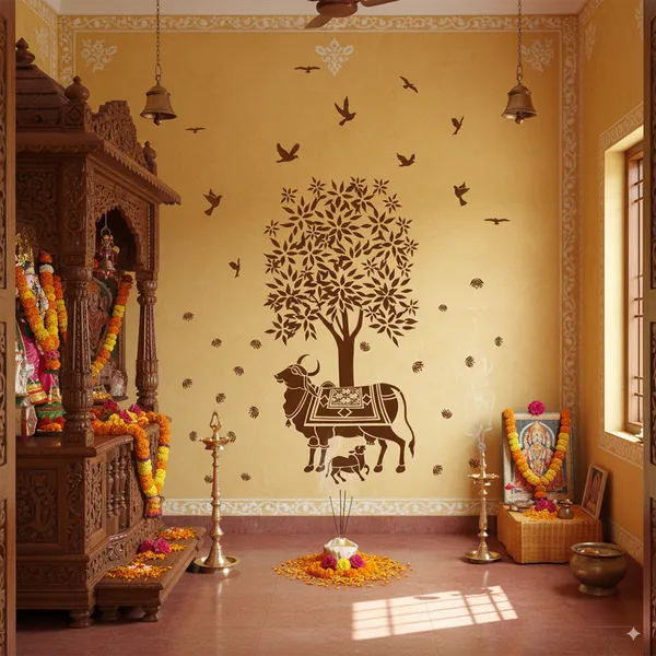 Kamadhenu_Sacred_Religion_Wall_Sticker_Creative_Cow_And_Calf_Home_Wall_Decor