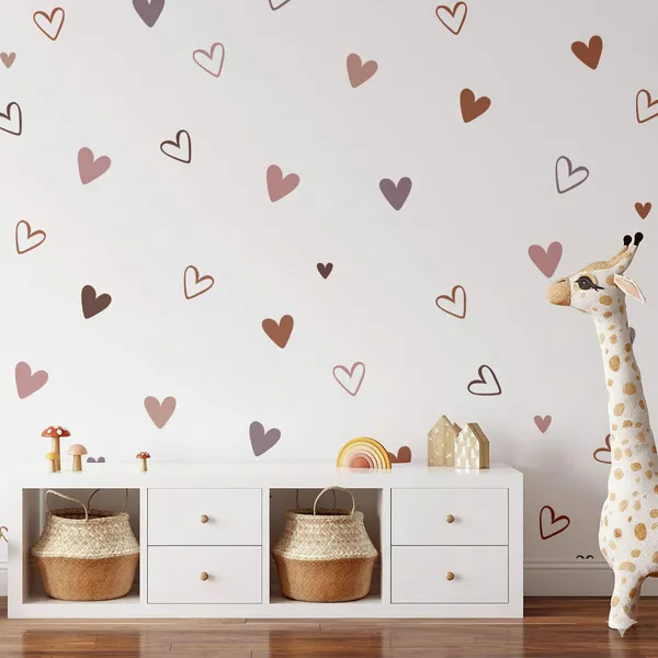 Boho_Heart_Wall_Stickers_for_Kids_Room_|_Pink_&_Brown_Heart_Decal_Set_for_Nursery,_Bedroom_&_Playroom_Decor