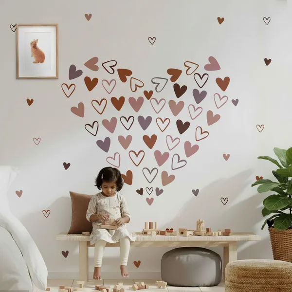 Boho_Heart_Wall_Stickers_for_Kids_Room_|_Pink_&_Brown_Heart_Decal_Set_for_Nursery,_Bedroom_&_Playroom_Decor