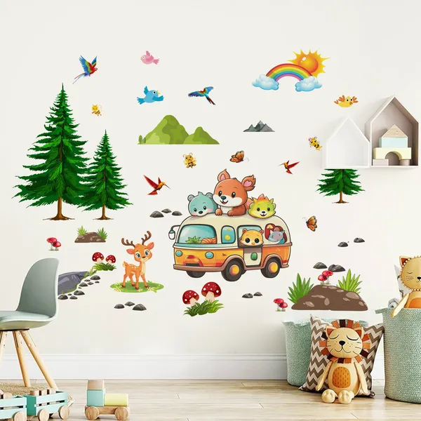 Kids_Forest_Theme_Picnic_Van_Inspired_Cute_Animal_Kids_Room_Wall_Sticker