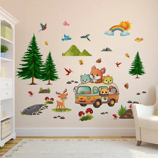 Kids_Forest_Theme_Picnic_Van_Inspired_Cute_Animal_Kids_Room_Wall_Sticker