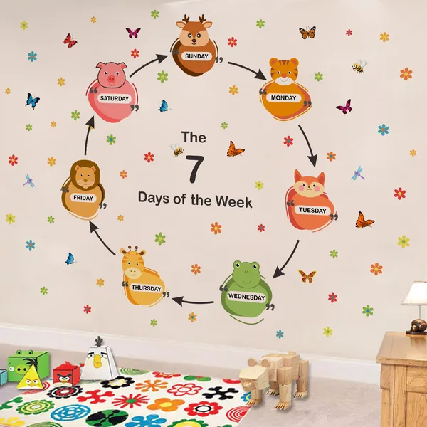 Kids_Learning_Wall_Sticker_�_7_Days_of_the_Week_Animals_Theme_|_Classroom_&_Playroom_D�cor
