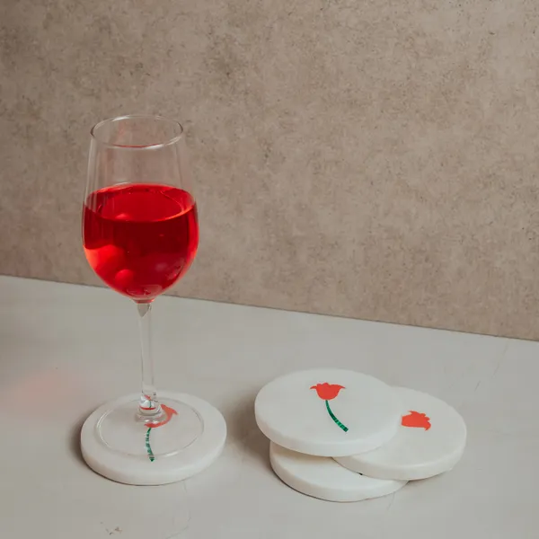 Pack_Of_4_White_Blooming_Flower_Inlay_Coaster_For_Kitchen