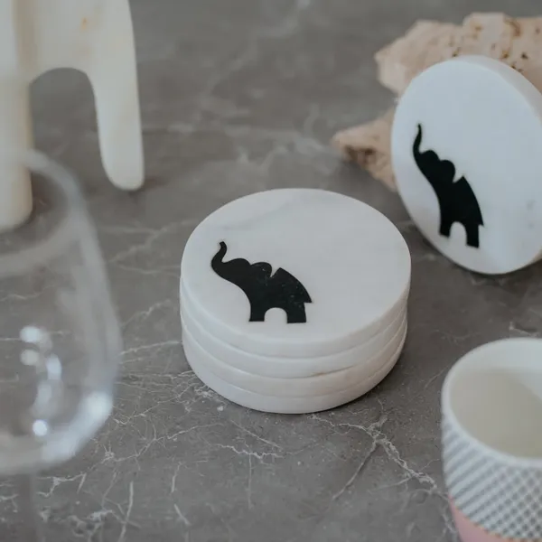 Pack_Of_4_White_Elephant_Parade_Coaster_For_Kitchen