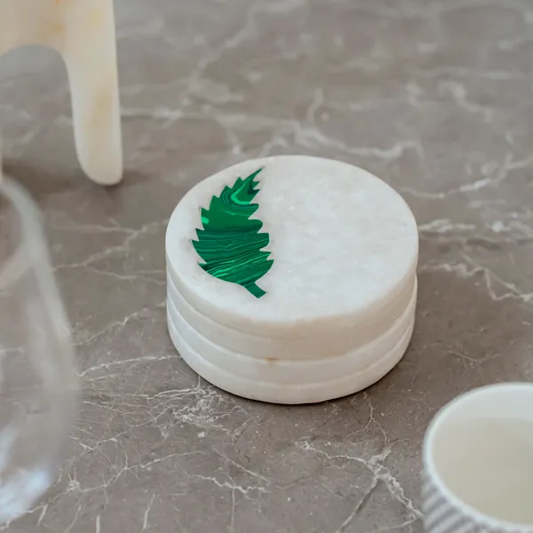 Pack_Of_4_White_Green_Leaf_Malachite_Coaster_For_Kitchen
