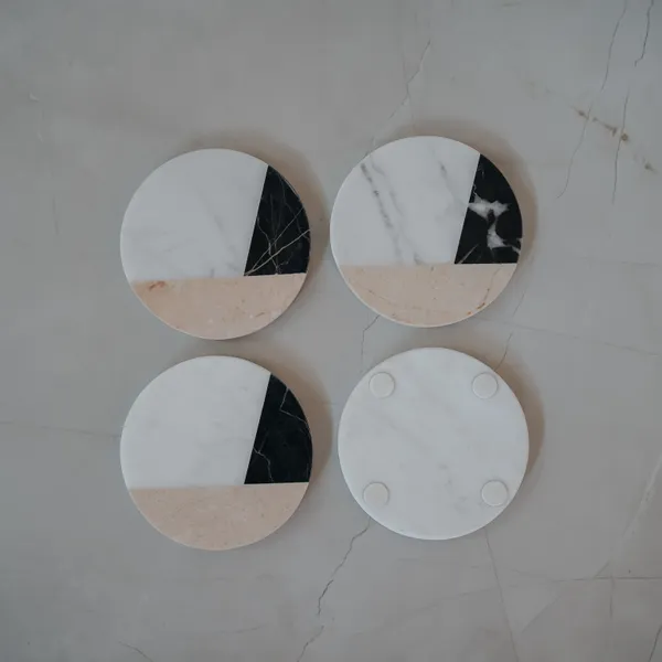 Pack_Of_4_White_Emperador_Marquina_Split_Coaster_For_Kitchen