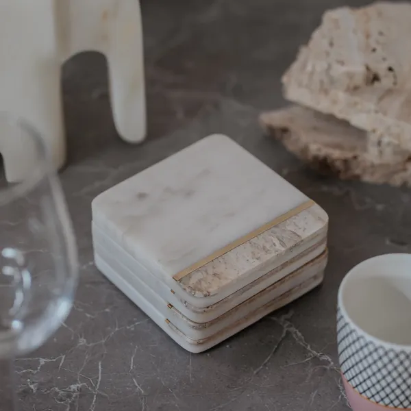 Pack_Of_4_White_Travertine_Brass_Accent_Coaster_For_Kitchen